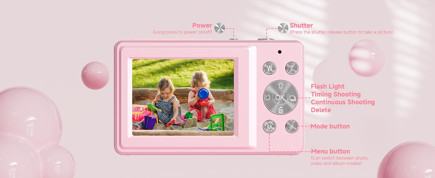 1080p pink digital camera for kids,vintage digital camera.digital camera pink