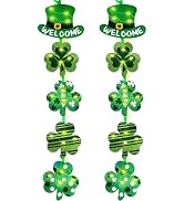 Moon Boat 2Ct St Patrick's Day Decorations with Light Strips - Party Sign Shamrock Clover Hanging...
