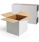 CRUGLA 12x12x12 White Shipping Boxes Set of 10, White Corrugated Cardboard Boxes for Small Busine...