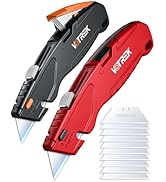 VOTREK Box Cutter Retractable| Metal Utility Knife Set Built-In Storage Tool-Free Quick Blade C...