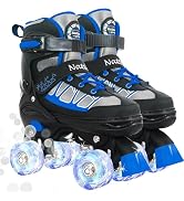 Nattork Roller Skates for Kids Boys Girls, 4 Size Adjustable Rollerskates with Light Up Wheels fo...