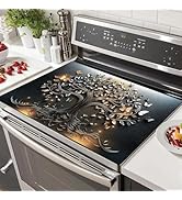 HOMETITUTE Stove Top Cover 28x20 Inch Diatomite Butterfly Tree Relief Kitchen Decor Glass Cooktop...