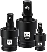 Mayouko 3PCS Impact Universal Joint Set, Swivel Socket Adapter Set,1/4, 3/8, 1/2 Inch, CR-MO Impa...