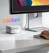 iDsonix Mac mini M4 Dock with M.2 NVMe/SATA SSD Enclosure, 2*USB A 10Gbps, 2*USB A 5Gbps, TF/SD S...