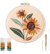 Punch Needle Kit Adults Beginner - Step-by-Step Video & Guide, Includes Hoop/Needle/Yarns/Punch N...