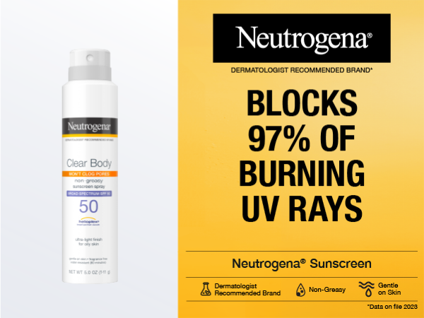 Neutrogena sunscreen, Clear body spray sunscreen, sunscreen spray
