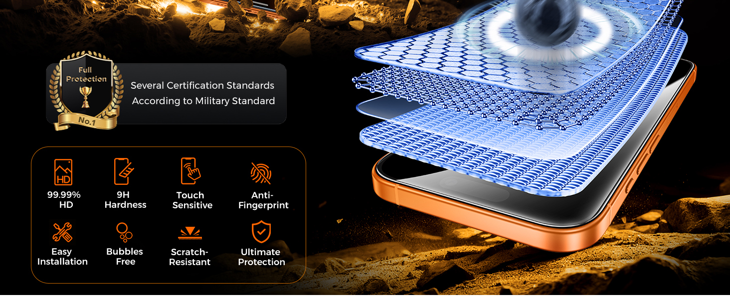 UNBREAKcable iPhone 17 Pro Max Screen Protector Tempered Glass