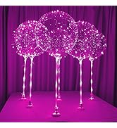 Lightsfever Led balloons with sticks and stands and batteries 6pack pink
