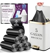 100 Count Small Drawstring Trash Bags, 5 Gallon Pre-separated Garbage Bags, Extra Thick Leak-proo...