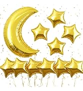 Froova Moon and Star Balloons with Five Angle Stars Foil Myalr Balloon for Ramadan Baby Shower Br...
