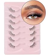 Onlyall False Eyelashes Mink Half Lashes Natural Look Wispy Lashes Clear Band Eye Lashes Pack Hal...