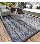 MontVoo Outdoor Rug Waterproof 5x8 ft Outdoor Patio Rug Mat Reversible Plastic Straw Outside Rug ...