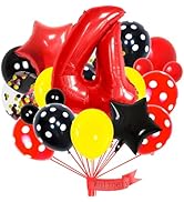 40 Inch 4 Balloon Number Mouse Colorful Red Black Yellow Balloons Latex Confetti Balloons Polka D...