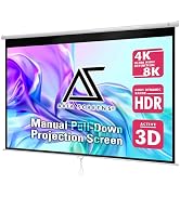 Akia Screens 110 inch Pull Down Projector Screen Manual B 16:9 8K 4K HD 3D Ceiling Wall Mount Whi...