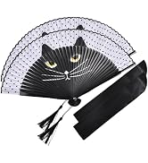 HONSHEN 2 Pack 8.27"(21cm) Hand Held Bamboo Silk Folding Fan Hand Fan,Chinese,Japanese Charming E...