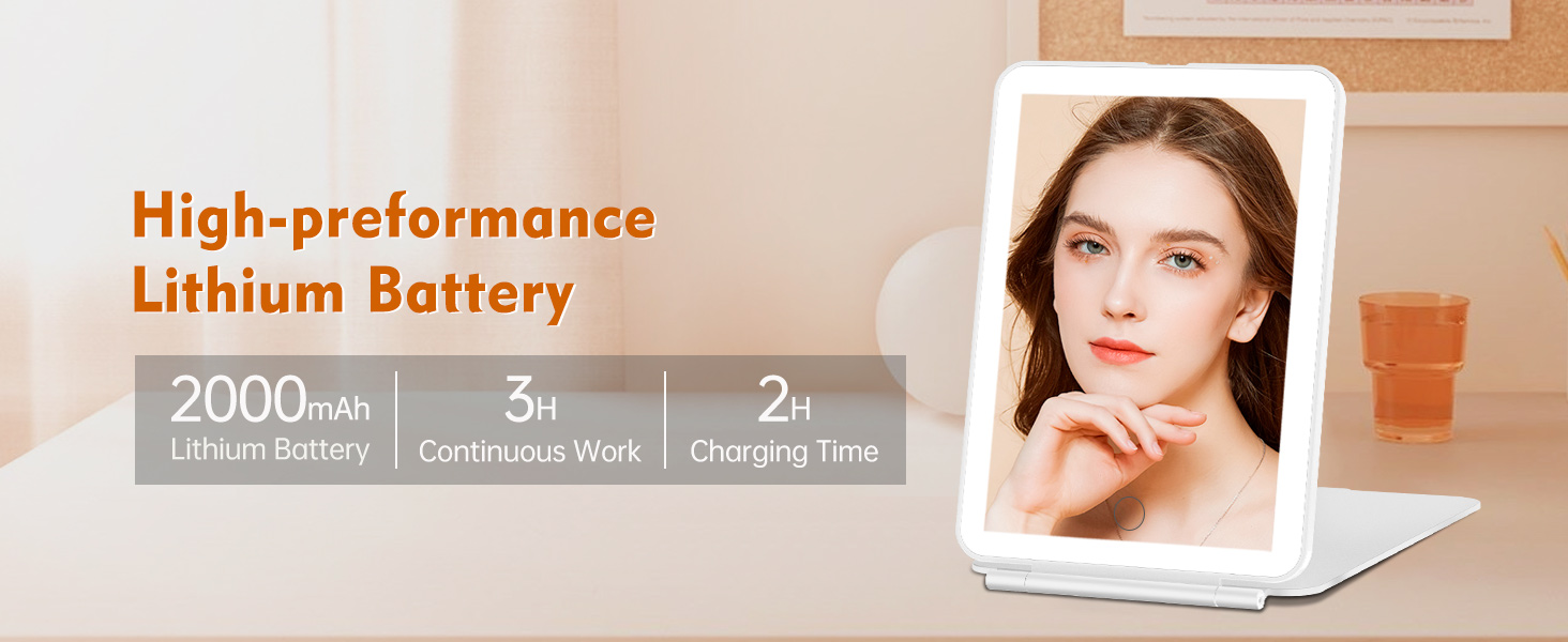 Rechargeable portable lighted makeup mirror