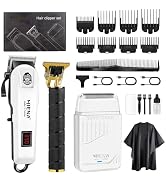 HIENA PRO Professional Hair Clipper Set for Men, Rechargeable Hair Cutting Kit, Electric Foil Sha...