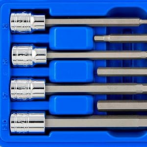 torx extra long socket set chrome vanadium steel ratchet wrench inch drive