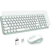 Wireless Keyboard and Mouse Combo,XTREMTEC 2.4GHz Quiet Slim Cute Round Keycap Compact Size Green...