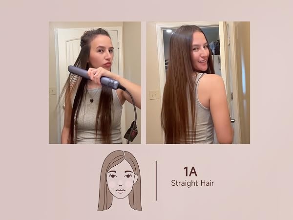 Before and after blowout on 1A fine straight hair, dried and smoothed with JELLYFISH air gap dryer