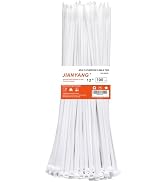12 Inch White Zip Ties Double Sided Toothed,120 LBS Tensile Strength Heavy Duty Cable Wire Ties W...