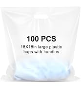 Maitys 100 Pcs 18"x18" Clear Plastic Bags with Handles Large Merchandise Shopping Bags for Small ...