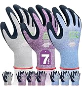KANGLONGDA 7 Pairs Women Gardening Gloves, EN388 2131X Outdoor Protective Work Gloves with Breath...