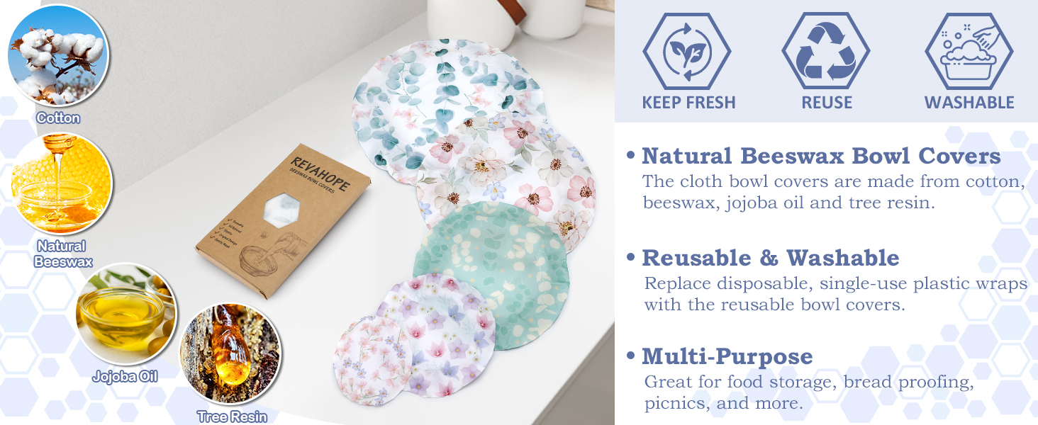 Reusable Beeswax Bowl Covers