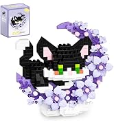 QISHOUTING Cat Micro Building Blocks with Flowers,Flowers Mini Building Set,Animal Micro Building...
