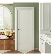 JUBEST 30"x80" 1-Panel Shaker Style White Primed Hollow Core Interior Molded Door Slab, Pre-Assem...