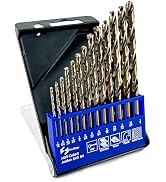 Pro Edge Technology Cobalt Drill Bit Set, M35 High Speed Steel Drill Bits for Stainless Steel, Ca...