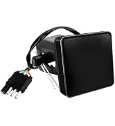 VCYOPN 15 LED Brake Light Trailer Hitch Cover, 12V Smoked Lens Square Brake Tail Light Fit 2" Rec...