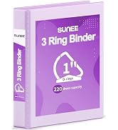 SUNEE 3 Ring Binder 1 Inch D Ring, Clear View Binder Three Ring PVC-Free (Fit 8.5x11 Inches) for ...