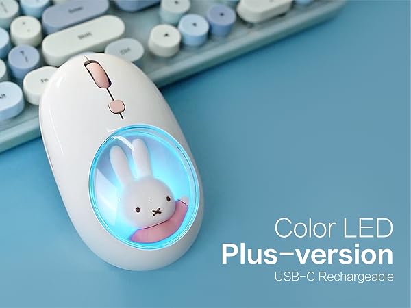 Miffy wireless Dual Mode Mouse Bluetooth Rechargable LED Plus-Version