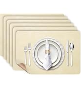Aofmee Faux Leather Placemats Set of 6, Heat Resistant Place Mats, 100% Waterproof Wipeable Washa...