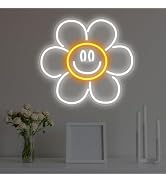 Daisy Smile Face Neon Sign, Sunflower LED Neon Light, Face Neon Signs for Wall Decor,Smile face N...