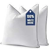 MIULEE Goose Feather Down 20x20 Pillow Insert Set of 2 with 100% Down-Proof Cotton Cover, Soft Fl...