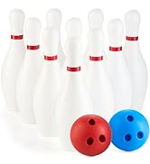 Kids Bowling Set - 10 White Plastic Pins & 2 Lightweight Bowling Balls - Family Fun Indoor & Outd...