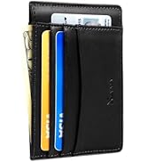 XZVXZV Men's Slim Wallet Italian Pebbled Leather Minimalist Front Pocket RFID Blocking Credit Car...