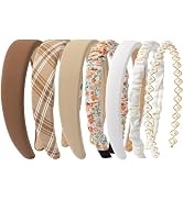 Sunolga 7 Pack Brown Headbands for Women Girls Non Slip Floral Padded Hairbands Cute Pearl Head b...