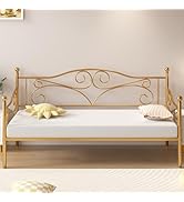 VECELO Twin Size Daybed Frame Metal Sofa Bed Mattress Foundation with Headboard, Heavy-Duty Steel...