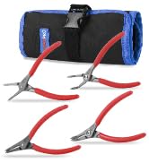 WISEPRO 4 Pcs Snap Ring Pliers Set, 7 Inches Internal/External Circlip Pliers Kit with Pouch, Hea...