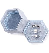 WantGor Velvet Jewelry Ring Box, 3 Slots Hexagon Ring Gift Box Vintage Ring Display Holder Case f...