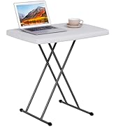 HomGarden 2.5 FT Square Plastic Folding Table, Portable Indoor Outdoor Heavy Duty Table for Game ...