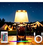YTRUSTIX Wireless Linen-Covered Bottle Lamp, Wine Bottle Lamps with RGBW Touch Dimmable Bottle Li...