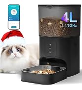 2.4G/5G Automatic Cat Feeder, 4L WiFi Food Dispenser with 10s Voice Recorder, Pet Feeder up to 10...