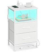 SONGMICS BELLAH Collection - Nightstand with Charging Station and App-Controlled Adjustable LED L...