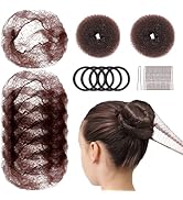 Teenitor Hair Net and Small Donut Bun Maker for Kids, 10 Pcs 30cm Invisible Hair Nets, 2 Pcs Hair...