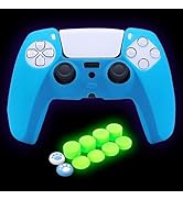 HLRAO Blue PS5 Controller Skin Silicone Grip Glow in Dark Protective Case for PS5 Controller with...