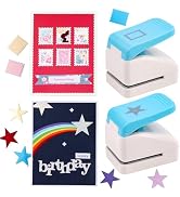 2 Pcs Paper Punch | 3D Star & Stamp Punches | 1.1x0.9 inch Postage Stamp Shape & 1.4 inch Star Em...